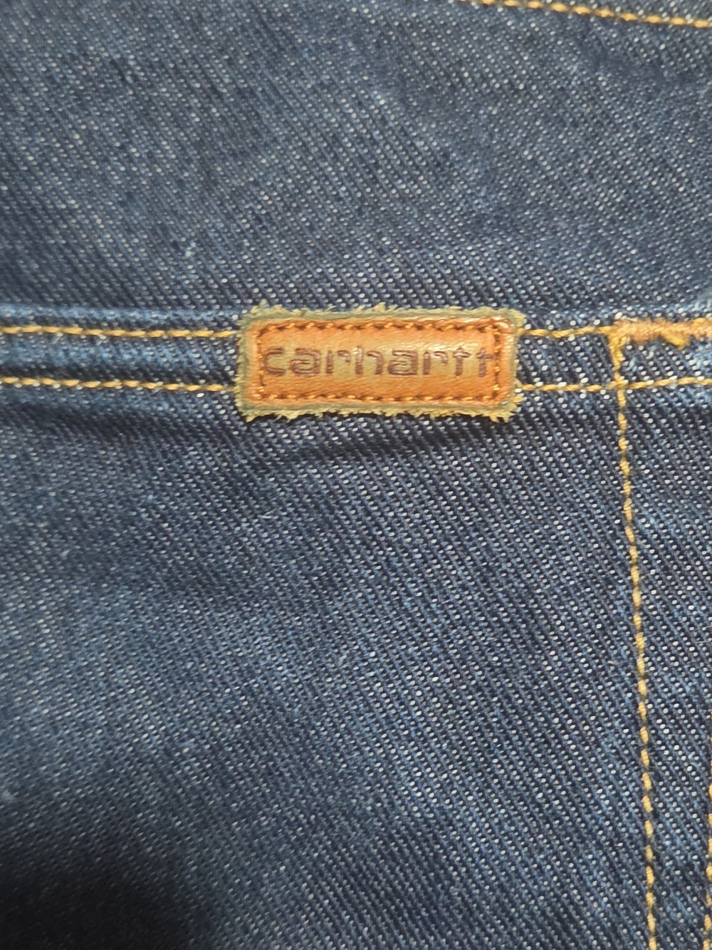 Carhartt Blue Denim Work Pants with Contrast Stitching